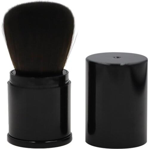 Black Retractable Powder Makeup Brush Synthetic Fiber Portable Travel Cosmetic Tools Natural