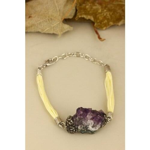 Dr Stone natural Stone womens amethyst Bracelet silver plated Z121ar310 219828455