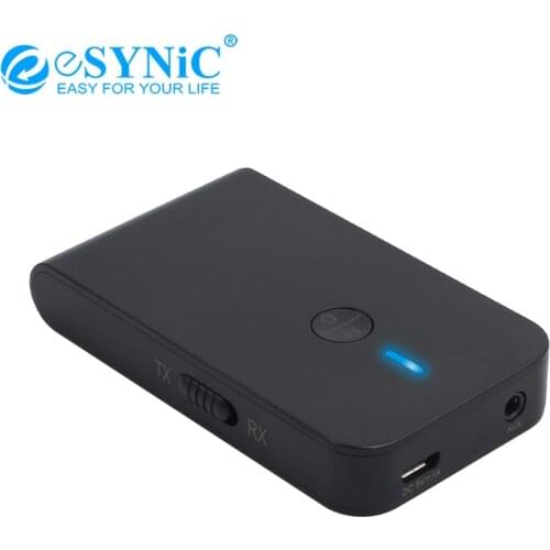 ESYNiC 2 In 1 Wireless Bluetooth-compatible Transmitter+Receiver For TV Player 3.5MM Stereo Audio Port A2DP/AVRCP Music Adapter