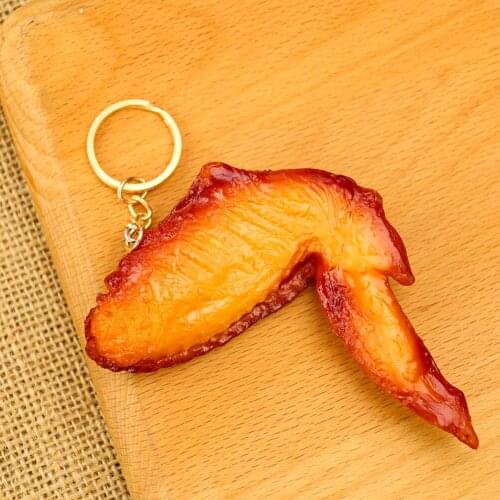 Simulation Orleans Chicken Wings PVC Imitation Keychain Pendant Childrens Toys Shooting Props Dining Table Home Decor Accessory