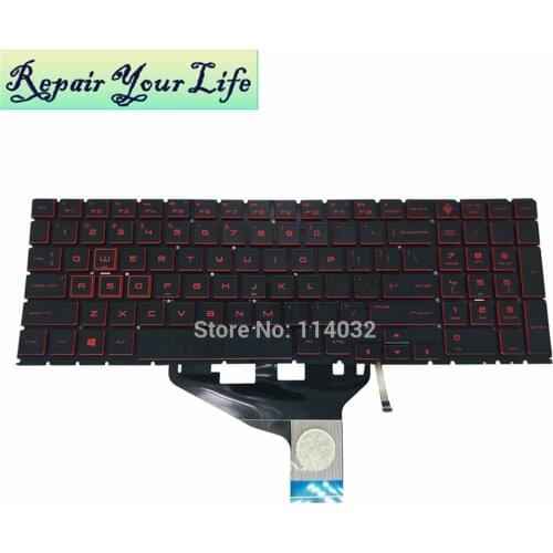Keyboard for HP OMEN 15-DC 15-dc0000tx 01tx 15-dc0086nr US English 9Z.NFBQ.101 NSK-XP1BQ black KB red keys backlit replacement