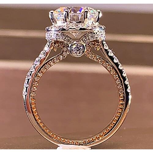 18K Au750 White Gold Women Wedding Party Engagement Ring 1 2 3 4 5 Carat Round Moissanite Diamond Ring Crown Vintage Trendy