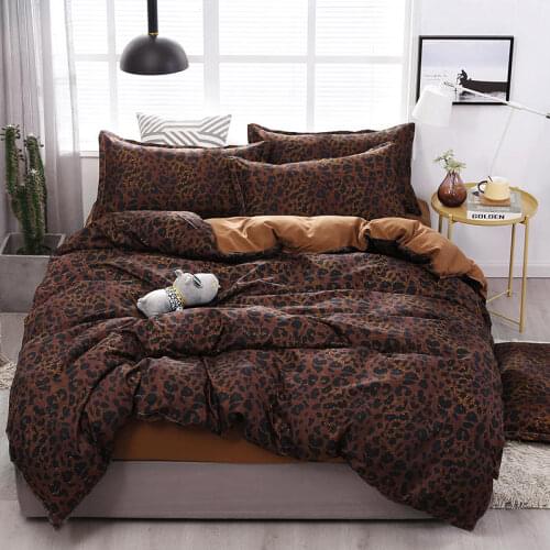 Leopard pattern blue bedding set queen double single size duvet cover bed sheet pillow case bed linen set