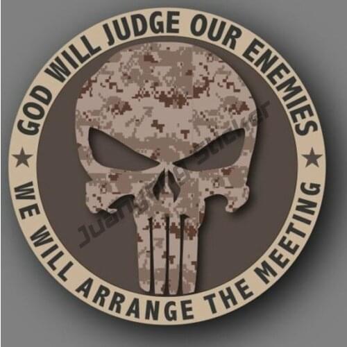 Creative Car Stickers GOD WILL JUDGE OURENEMIES WE WILL ARRANGE THE MEETING Window Bumper Waterproof Sticker Car Decor PVC13cm