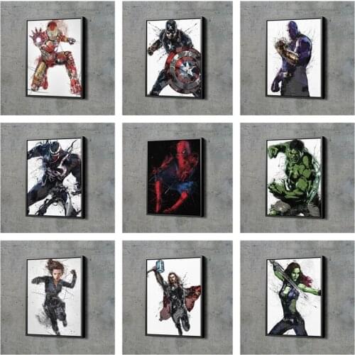 Marvel Avengers Superhero Movie Canvas Painting Spider-Man Iron Man Hulk Art Posters and Prints Wall Art Pictures for Home Decor
