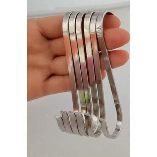 Stainless Steel Metal S Hooks Kitchen Pot Pan Hanger Clothes Storage Rack Polished 10 Pcs/Pack 3.3 Inches Flat