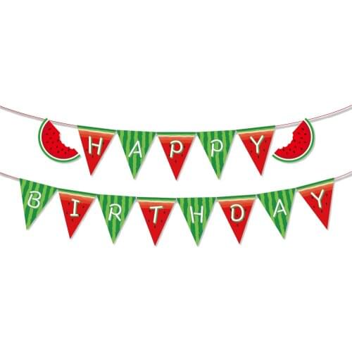 Happy Birthday Sweet Watermelon Banner Kids Party Favors DIY Baby Shower Party Decorations Wall Watermelon Hanging Bunting