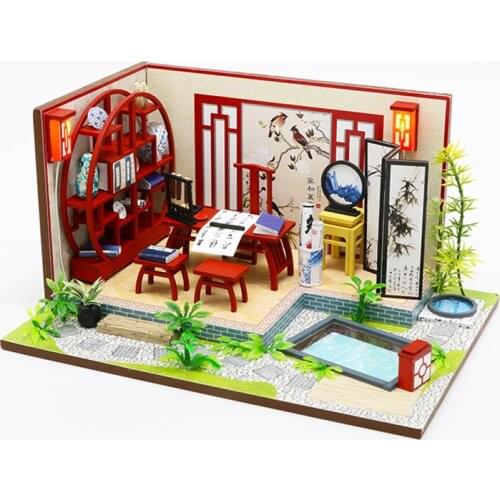 Diy Doll house Miniature Dollhouse Handmade Doll House Furniture Puzzle Assemble 3D Miniaturas Model Toys For Children Gift S921