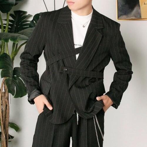 S-6XL!!2020 Original design stripes irregular binding men vintage suit jacket spring and autumn