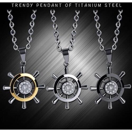 2019 New Goofan Hiphop Rudder set Necklace Pendant High Quality Stainless Steel Fashion Jewelry For Men Women Gift