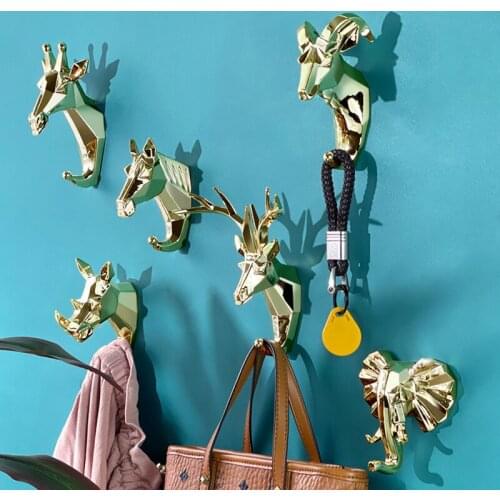 1Pc Nordic Animal Head Resin Wall-mounted Robe Hook Bedroom Door Hanging Rack Living Room Hat Bag Coat Key Hanger Home Decor