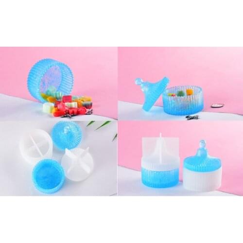 2021 New Silicone Mold DIY Storage Box Making Crystal Epoxy Molds Round Stripe Jewelry Holder Case