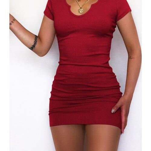 Bodycon Mini Dresses for Women Short Sleeve V Neck Dress Sexy Ladies Night Club Wear Slim Dresses Plus Size Blue