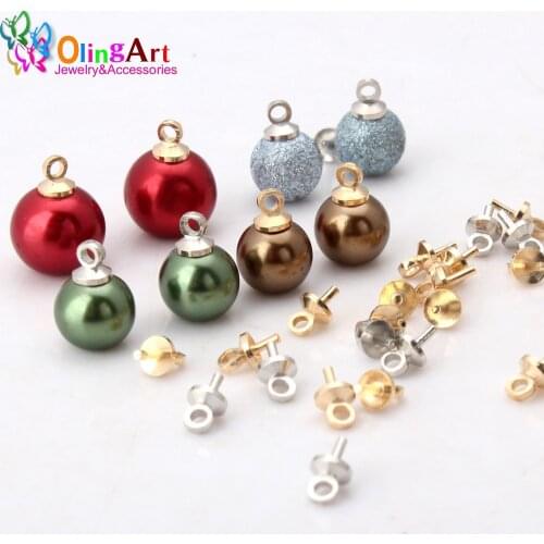 Olingart 4/5mm 50pcs/lot copper bead plate plating Rhodium/KC Gold special pearl small sling DIY pendant/earrings jewelry making