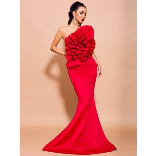 European and American autumn 2021 new womens solid color tube top fishtail skirt evening dress ladies fashion dress