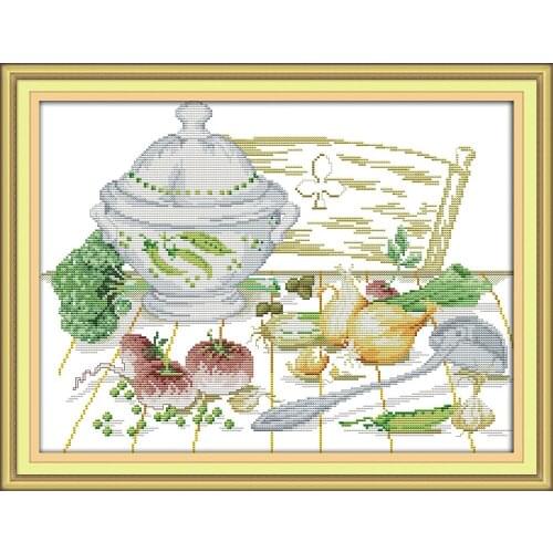 Vegetables on the table cross stitch kit aida cloth 14ct 11ct count print canvas stitches embroidery DIY handmade needlework