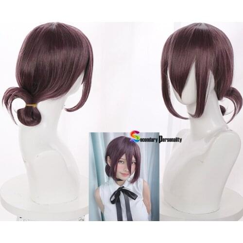 Reze Cosplay Wig Anime Chainsaw Man Purple Brown Ponytail Hair Pelucas Halloween Carnival Party Costume Role Play