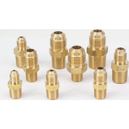 1/8" 1/4" 3/8" 1/2" NPT Male x Flare Tube OD 1/8"-1/2" Brass SAE 45 Degree Pipe Adapters Connectors Fitting