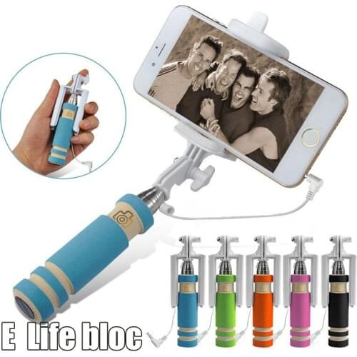 Mini Wired Cable Monopod Selfie Stick Portable Mini Unibody Monopod Folding Cable Take Pole 13.8cm for iPhone Samsung ect