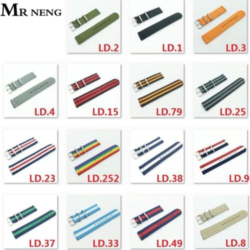 MR NENG Two Paragraph Canvas 20mm Nylon Watch Strap 22mm Watch Band 18mm Nato strap Solid Color Watch Belts 24MM