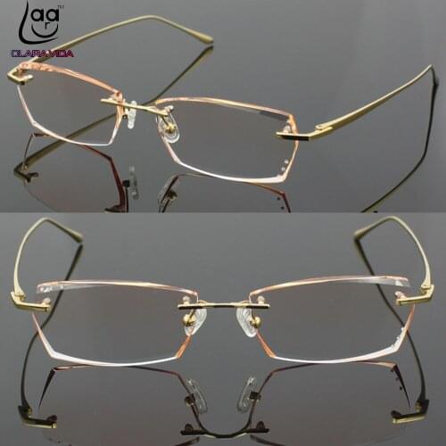Luxury PRIVATE Custom Manual Pure Titanium Frame Diamond Cut High-elastic Tinted Lenses Mens Prescription Glasses Photochromic