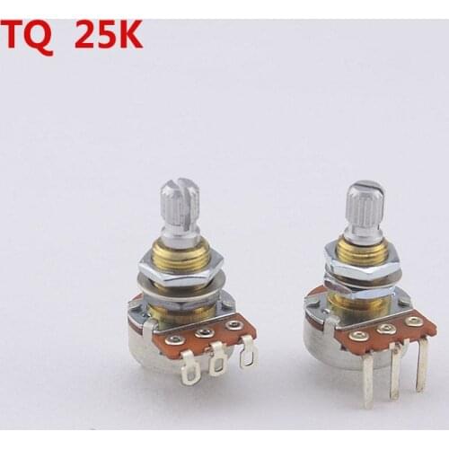 【Made in USA】1 Piece TQ A25K Brass Shaft Potentiometer(POT) For Electric Guitar Bass Active Pickup