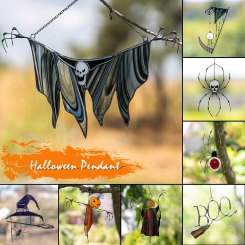 Halloween Scary Ghost Spider Pendant Pumpkin Scarecrow Witch Hat Tracery Party Holiday DIY Decorations Hanging Ornaments 2021