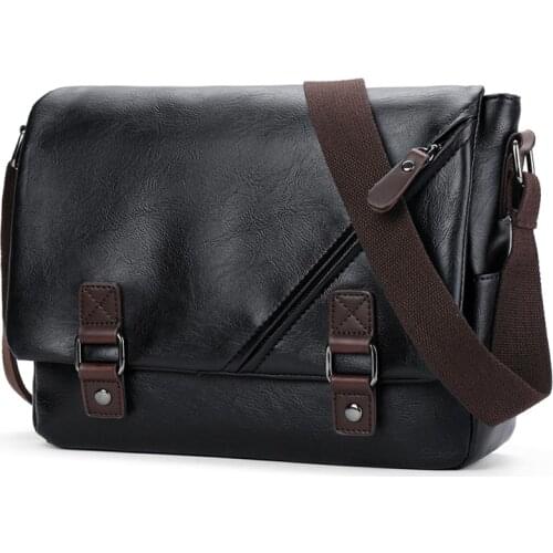 New Luxury Brand Leather Men Messenger Bag For Man Shoulder Bag Male Satchels PU Leather Vintage Business Crossbody Bag For IPAD