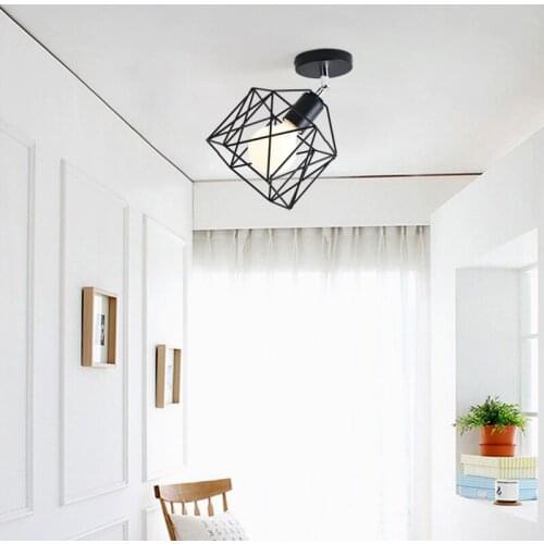 Vintage Ceiling Lights Iron Black Ceiling Lamp Retro Cage Light Kitchen Fixtures Luminaria Lamparas De Techo Home Lighting
