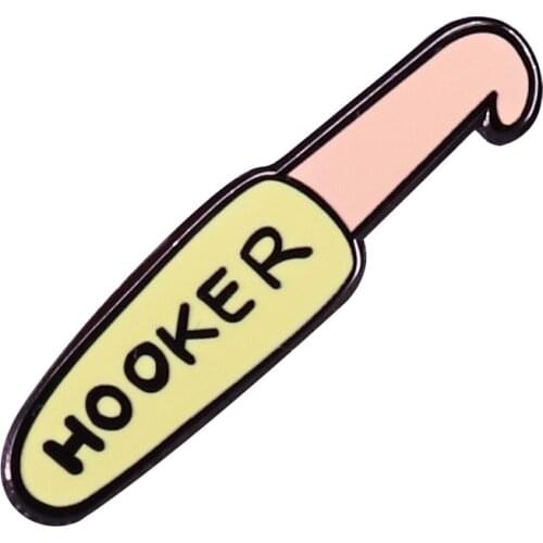 Hooker Lapel Pin Crochet Knit Fibre Badge Kawaii Accessory Perfect for any crocheter with a sense of humour