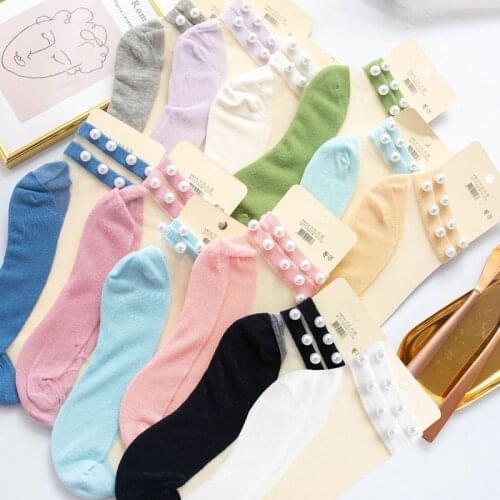 Pearl socks Transparent glass filament socks Solid colour summer thin boat socks crystal lace border socks