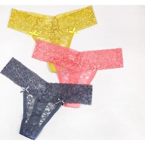 3 Pcs / Lot New Arrival 2021 Women Lingerie Sexy Lace G String Thong Underwear M L XL XXL 7402