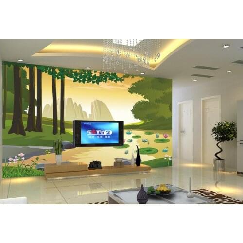 3d photo wallpaper 3d murals wallpaper for walls 3 d Pure and fresh style lotus stream landscape paintings bedroom decoration