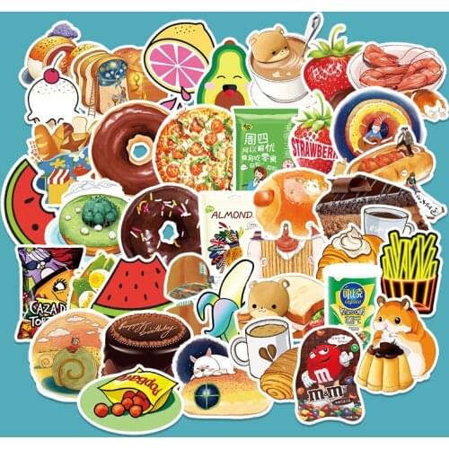 50PCS Cartoon Food Graffiti Stickers Skateboard Fridge Guitar Motorcycle Luggage DIY Classic Toy Sticker Decal for Kid