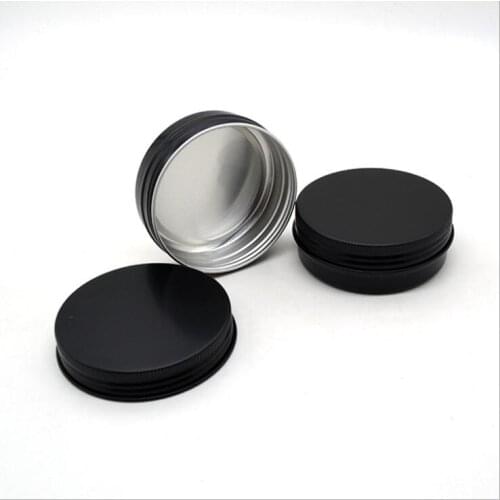 60g black aluminum tins Metal Aluminum Round Tin Cans Box Silver Empty Cosmetic Cream Jar Pot Case Screw Thread Lid Lip Balm