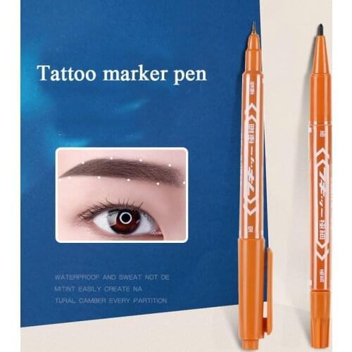 Tattoo Accessories Microblading Surgical Skin Marker Pen Permanent Makeup Double Head Microblading Thin Scribe Tool for Eyebrow