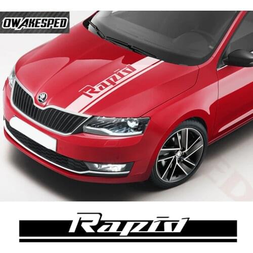 Car Hood Bonnet Stripes Auto Engine Cover Decor Sticker Racing Sport Car Head Lid Vinyl Decals For Skoda Rapid