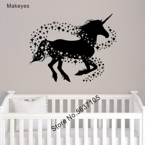Makeyes Unicorn Stars Sparkle Wall Decals Home Murals Wallpaper Kids Nursery Bedroom Sweet Decoration Wall Decor Stickers Q928