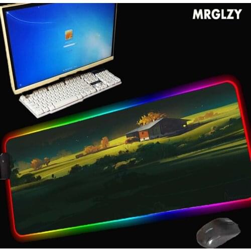 MRGLZY House view RGB large mousepad LED gaming accessories desk mat natural rubber household carpet mat non-slip and waterproof