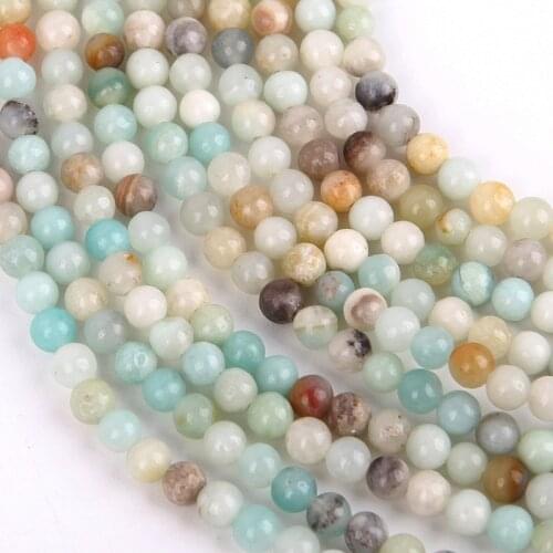 Natural Stone Beads Fashion Amazonite Loose Bead 4/6/8/10mm for DIY Jewelry Making Bracelet Gift