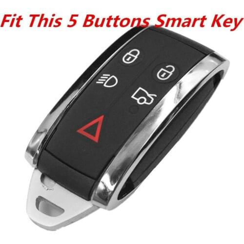 Black Leather Car Key Case For JAGUAR XF XK XKR 5 Buttons Smart Remote Key Chain Cover Protector Fob Keychain