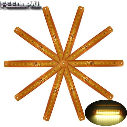 FEEDOPAL 10× Amber 24V 12Led Flashing Strobe Lamp Indicator Signal Tail Side Marker Lights Emergency Grille Car Truck Trailer