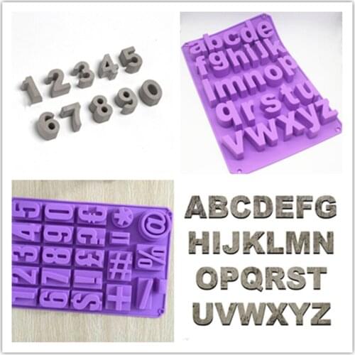 3D Number Mould Alphabet English Letter Silicone Molds Birthday Cake Decorating Handmade Soap Mold