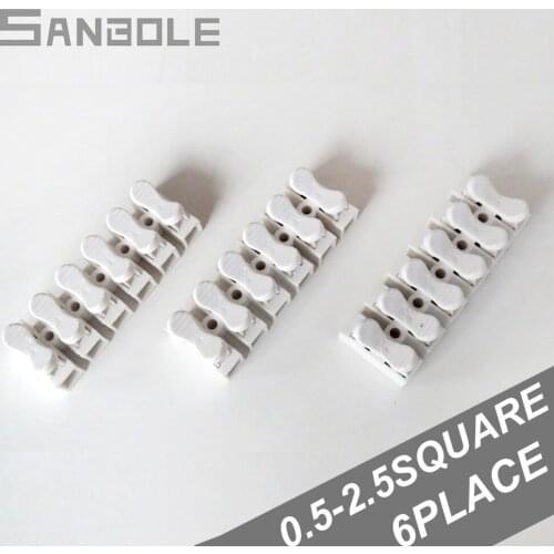 Terminal Block 6P Spring Wire Quick Connector Splice Clamp No Welding No Screw Cable 6 Way Led Strip CH-6 (20PCS)
