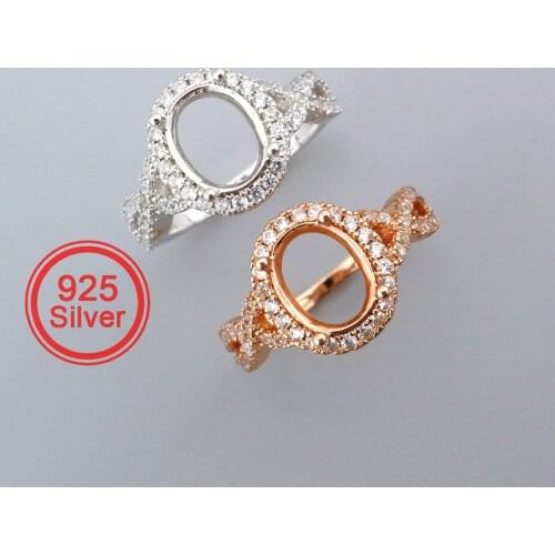 7x9MM Oval Prong Ring Settings Solid 925 Sterling Silver Rose Gold Plated Set Size DIY Ring Bezel for Gemstone Supplies 1224078
