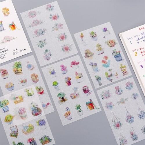 Beautiful Succulent Potted plant Bullet Journal Stickers Decorative Stationery Stickers Scrapbooking DIY Diary Album Stick Lable