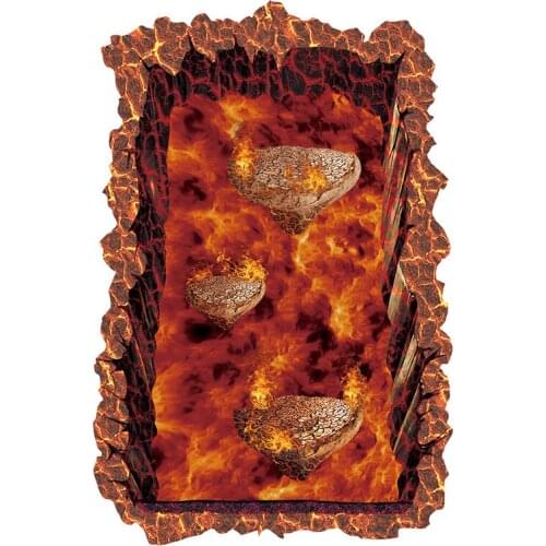 Creative 3D Floor Stickers Volcano Fire Magma Self Adhesive Removable Living Room Ground Bathroom Tile Decoration PVC Wallpapers