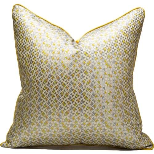 Small Broken Grid Yellow-Green Printing Pattern Pillowcase Household Goods Decoration Sofa Cover Cushion Cover Polyester