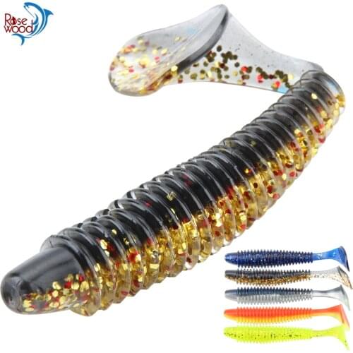 RoseWood Pike Hunter Ribbed Worm 12cm/4.7" Soft Bait Comes with Flat Paddle Tail for Texas Rig, Drop Shot Rig, Carolina Rig