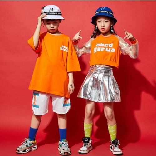 Summer New Hip-Hop Clothing Childrens Street Dance Costume Boy Suit Girls Jazz Dance Costumes Performance Stage Clothes DWY4294